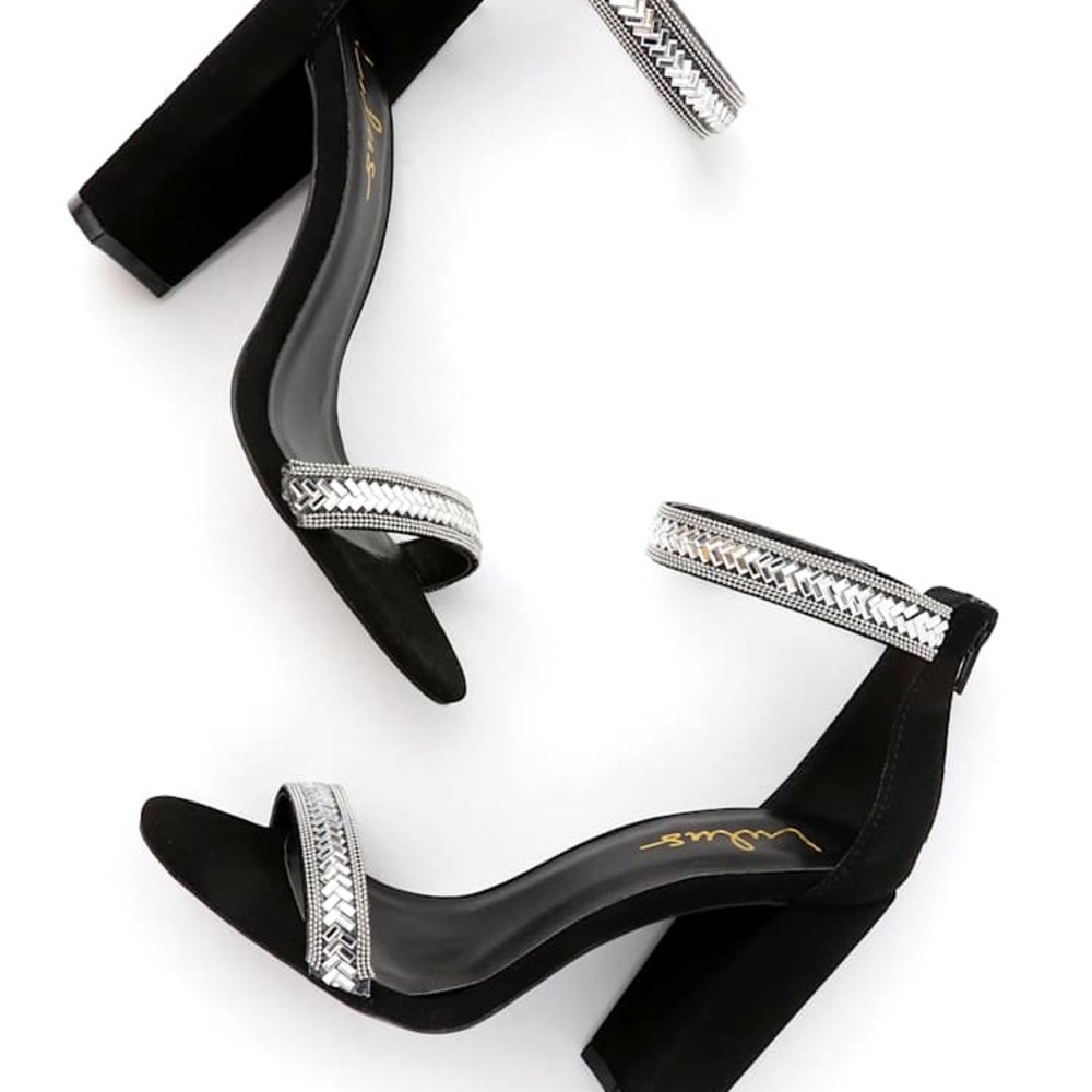Lulu's Black and Silver Block Heels